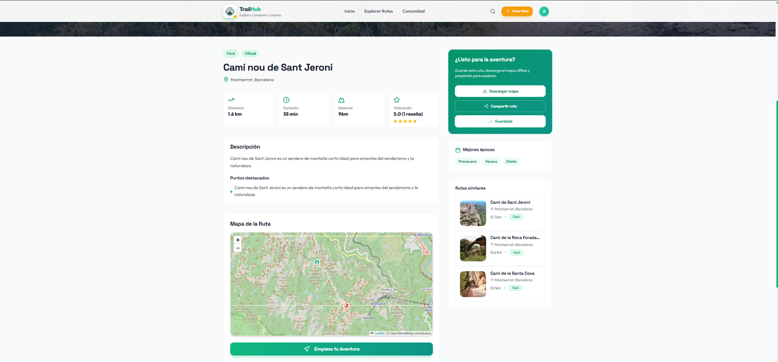 Landing page de rutas